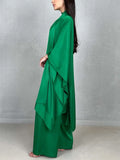 Momentlover Batwing Sleeves Loose Solid Color Stand Collar T-Shirt Tops&Pants Two Pieces Set