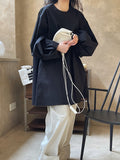 Momentlover Urban Puff Sleeves Solid Color Round-Neck Mini Dress