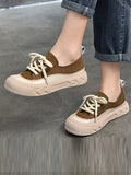 Momentlover Lace-Up Contrast Color Platform Shoes Casual Shoes
