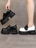 Momentlover Split-Joint Round-Toe Platform Shoes