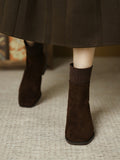 Momentlover Zipper Square-Toe Split-Joint Boots