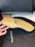 Momentlover Woven Square-Toe Split-Joint Open Toe Slippers&Mules
