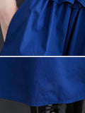 Momentlover Simple Short Sleeves Loose Buttoned Falbala Split-Joint Solid Color Midi Shirt Dress