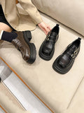 Momentlover Split-Joint Round-Toe Belt Buckle Platform Shoes Mary Janes