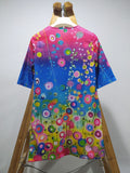 Momentlover Original Printing V-Neck Short Sleeve Mini Dress