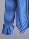Momentlover Loose Long Sleeves Split-Side Solid High-Low Half Turtleneck Sweater Tops & Wide Leg Pants Two Pieces Set