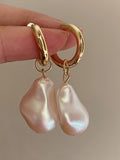 Momentlover Irregularity Imitation Pearl Contrast Color Earrings Accessories