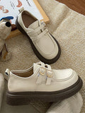 Momentlover Split-Joint Round-Toe Belt Buckle Platform Shoes Mary Janes