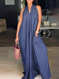 Momentlover Wide Leg Halter-Neck Maxi Dresses