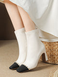Momentlover Square-Toe Split-Joint Chains Pumps Boots
