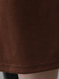 Momentlover Simple Solid Color Round-Neck A-Line Midi Dress