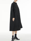 Momentlover Printed Buttoned Asymmetric Loose Long Sleeves Lapel Shirt Dress Midi Dresses