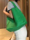 Momentlover Woven Solid Color Handbags Bags