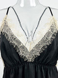 Momentlover Split-Joint Lacy Backless Sleeveless V-neck Intimates&Pajamas