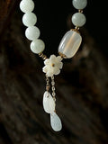 Momentlover National Jade Beads&Flower Handmade Bracelet