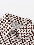 Momentlover Printed Plaid Wide Leg  Pants&Lapel Shirts Tops Two Pieces Set