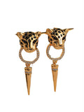 Momentlover Rhine Stones Geometric Animal Shape Drop Earrings