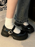 Momentlover Round-Toe Butterfly Shape Buckle Mary Janes