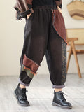 Momentlover Contrast Color Fringed Split-Joint Long Sleeves Printed Outwear + Harem Pants  Two Pieces Set