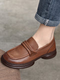Momentlover Square-Toe Solid Color Round-Toe Shoes
