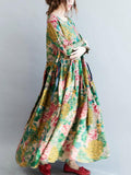 Momentlover National Style Flower Printed Long Dress