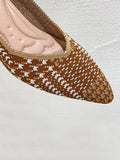 Momentlover V-Cut Pointed-Toe Houndstooth Contrast Color Pumps