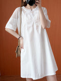 Momentlover Original Solid Lace Split-Side Short Sleeve A-Line Mini Dress