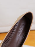 Momentlover Square-Toe Split-Joint Shallow Cut Contrast Color Bowknot Flats