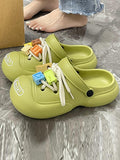 Momentlover Letter Print Hollow Slippers Crocs
