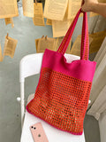 Momentlover Beach Contrast Color Hollow Bags Accessories