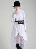 Momentlover Urban Loose Split-Joint Lapel Long Sleeves Midi Dress
