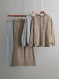 Momentlover Urban Loose Solid Color Hooded High-Low Sweater Tops & Wide Leg Pants Two Pieces Set