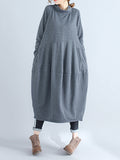 Momentlover Casual Loose Plus Size Solid Color Hooded Midi Dresses