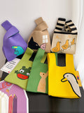 Momentlover Cartoon Printed Woven Handbag Bags Accessories