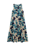 Momentlover Polka-Dot Sleeveless Loose Round-Neck Maxi Dresses
