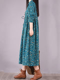 Momentlover Original Lapel Frenum Floral Printed Midi Dress