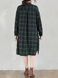 Momentlover Original Plaid Lapel Shirt Dress