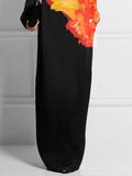 Momentlover Long Sleeves Loose Flower Print Round-Neck Maxi Dresses