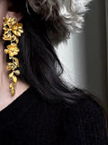 Momentlover Leaves Shape Flower Shape Drop Earrings