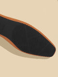 Momentlover V-Cut Square-Toe Split-Joint Solid Color Flat Shoes