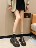 Momentlover Split-Joint Round-Toe Belt Buckle Platform Shoes Mary Janes