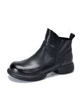 Momentlover Zipper Solid Color Round-Toe Boots