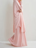 Momentlover Muslim Batwing Sleeves Long Sleeves Solid Color High Neck Shirts Top + Skirts Bottom Two Pieces Set