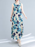 Momentlover Polka-Dot Sleeveless Loose Round-Neck Maxi Dresses