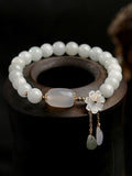 Momentlover National Jade Beads&Flower Handmade Bracelet