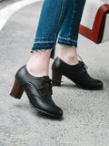 Momentlover Split-Joint Pointed-Toe Lace-Up Pumps