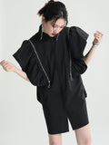 Momentlover Original Solid Color Detachable Falbala Black Mini Dress