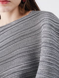 Momentlover Urban Loose Solid Color Tied Pleated Top&V-Back Vest Dress Two Pieces Set