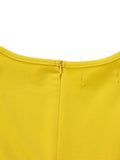 Momentlover Solid Color Belted Puff Sleeves Plus Size Round-neck Midi Dresses
