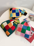 Momentlover Casual Checkerboard Contrast Color Color-Block Bags Accessories Handbags
